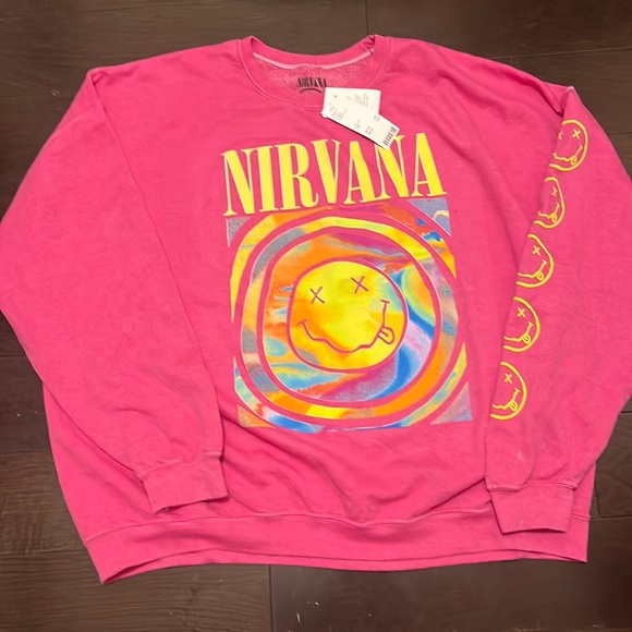 Urban Outfitters Tops Urban Outfitters Nirvana Smile Overdyed